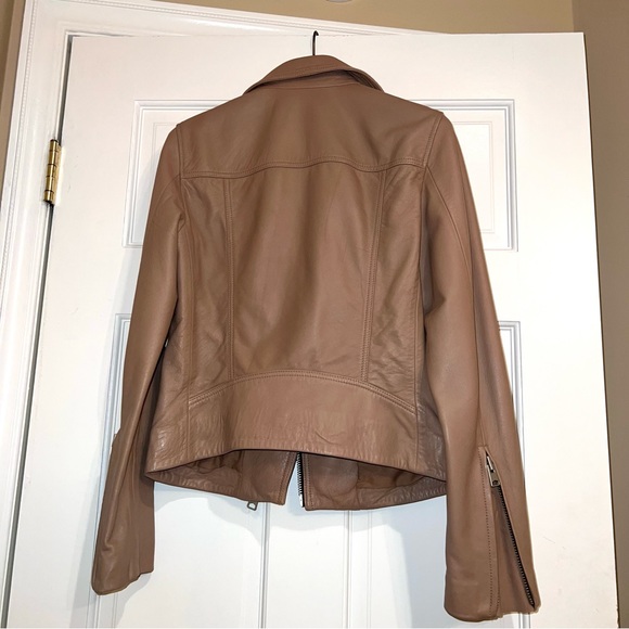 MUTED BLUSH ALLSAINTS LEATHER BIKER JACKET • SIZE 4 - Picture 2 of 7